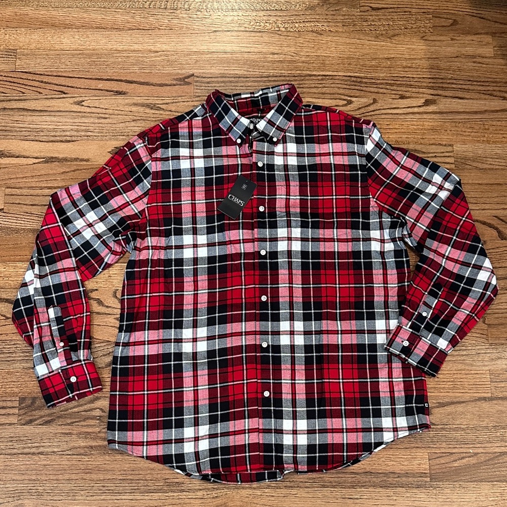 NWT- women’s Chaps - Red and Black Plaid long sleeve Shirt. Size XXL